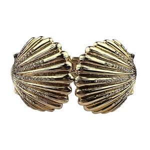 Lilly Pulitzer Embellished Gold Tone Shell Cuff Bracelet Chunky